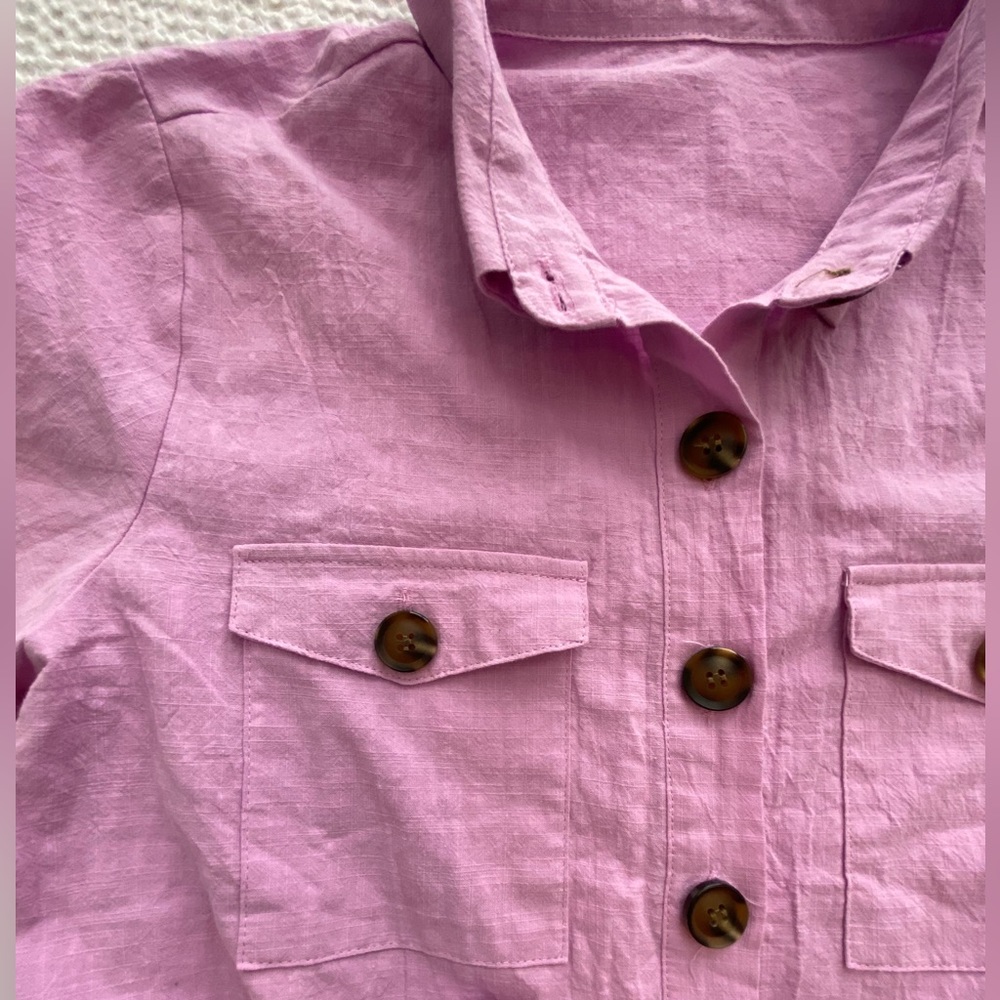 VETINEE Lavender Button Up Tie Romper- S - Picture 3 of 6